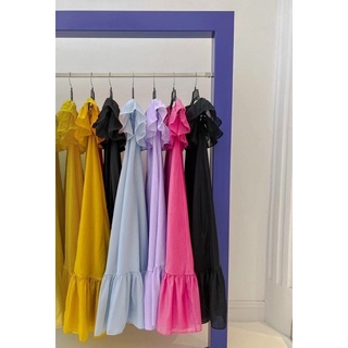 Đầm maxi trễ vai bèo lai