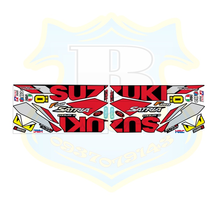 ( Quí khách vui lòng mang ra tiệm cho thợ dán ) Tem satria fi đỏ đen