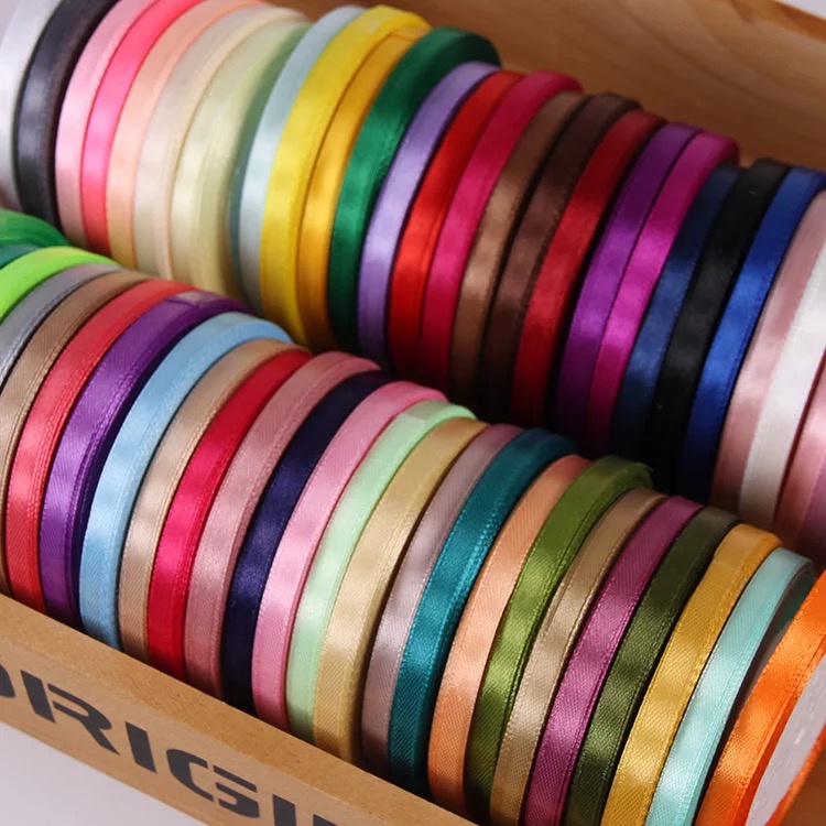 1 cuộn dây ruy băng lụa satin 6mm đủ màu dài 22m trang trí handmade, gói quà, làm kẹp tóc