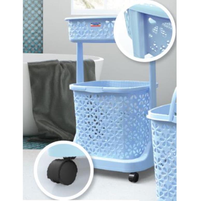 Kệ Bông Nhựa Duy Tân 2 tầng có bánh xe Kích thước 49,5 x 32,6 x 79,4 cm