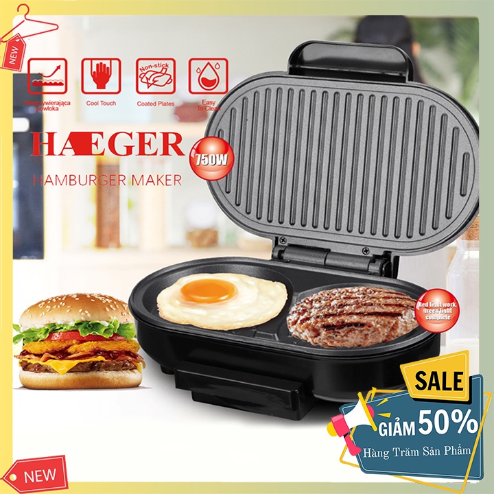 Máy nướng thịt, ốp la trứng làm bánh mì hamburger chính hãng Haeger