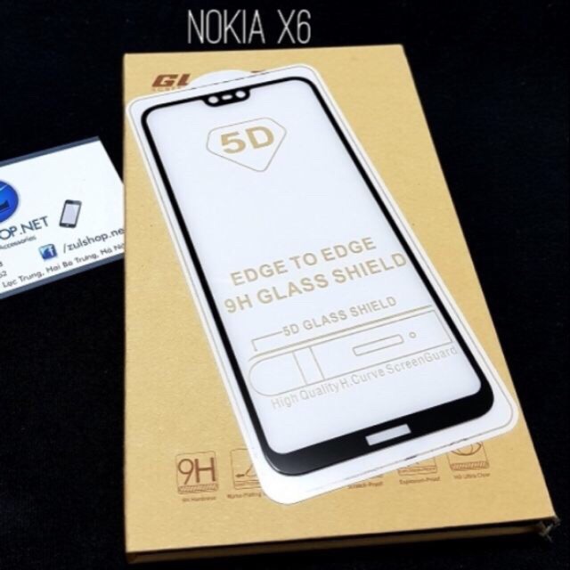 Kính cường lực 5D full màn Nokia X6 /6.1 plus