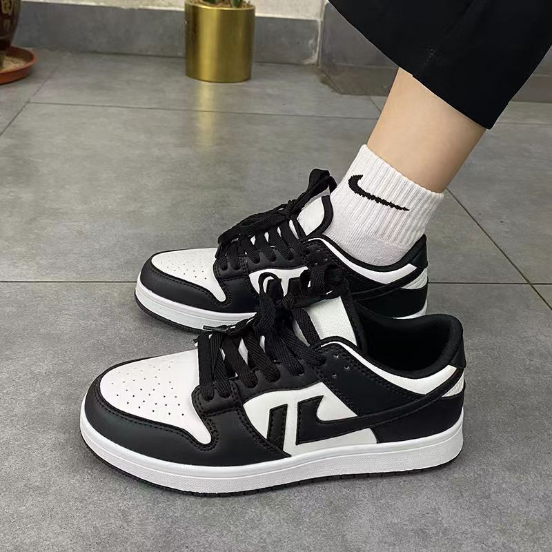 Giày Thể Thao Cổ Thấp Màu Trắng Và Xanh Lá Mùa Thu Phong Cách Preppy