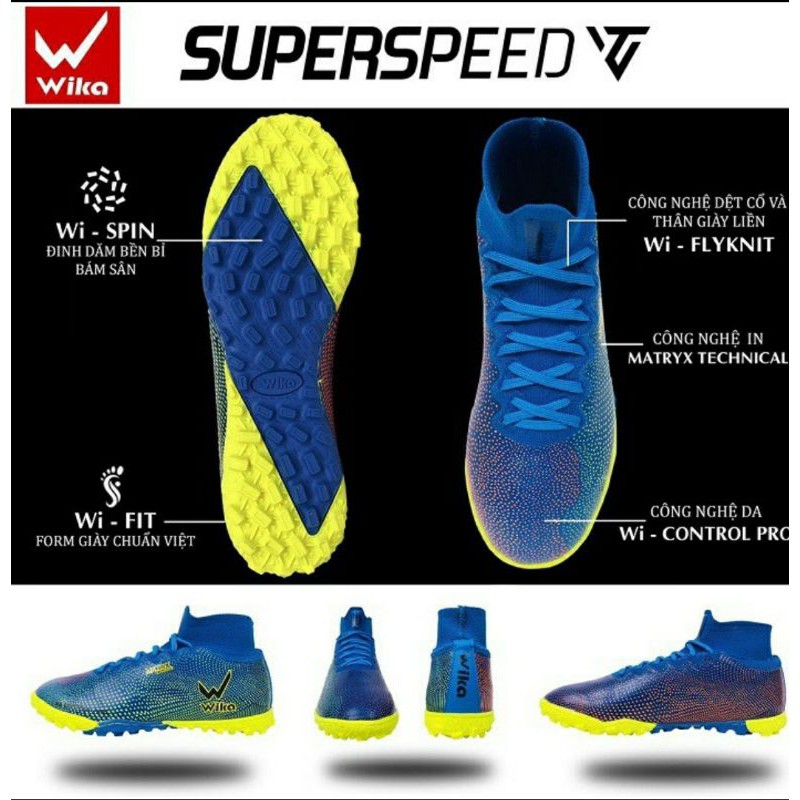 [ Hàng chính hãng] Giày đá bóng Wika SuperSpeed Xanh Dương