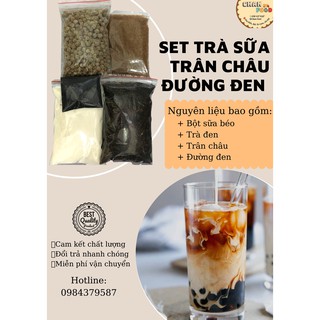 Set nguyên liệu trà sữa trân châu đường đen