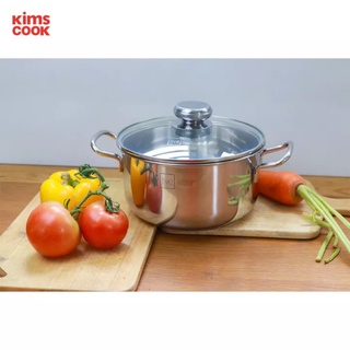 Nồi inox 430 bếp từ 3 đáy FiveStar Standard 16/18/20/24cm nắp kính(SW).Tặng 5 muỗng inox