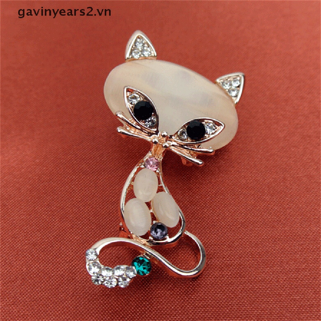 Bộ 2 Ghim Cài Áo Hình Cáo Đính Đá opal Dễ Thương