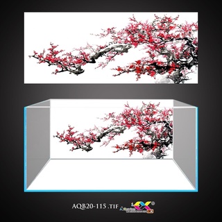 Tranh dán bể cá 3D mẫu hoa đào siêu đẹp, siêu nét, có keo sẵn trên bề mặt