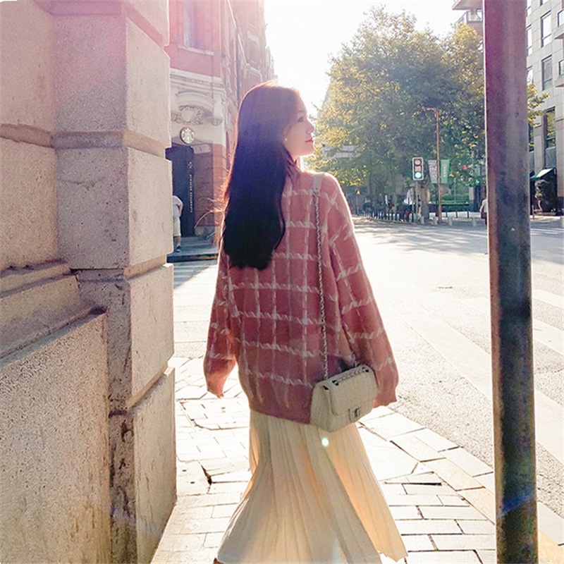 Hàng Sẵn_ Áo khoác cardigan len dệt kim giả lông rộng rãi phong cách retro Hadu shop