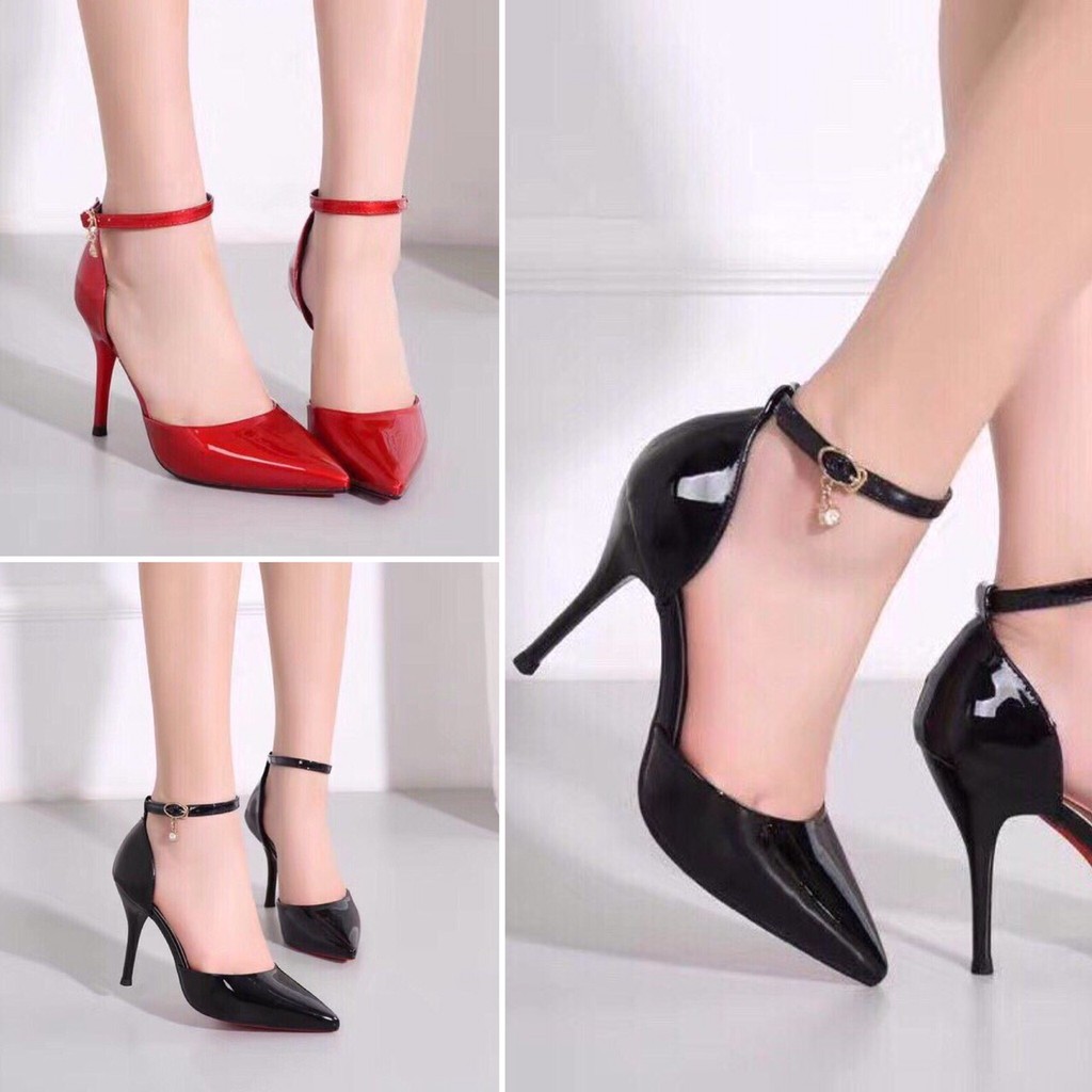 Giày cao gót big size mũi nhọn hở hậu 7cm Ms-19016