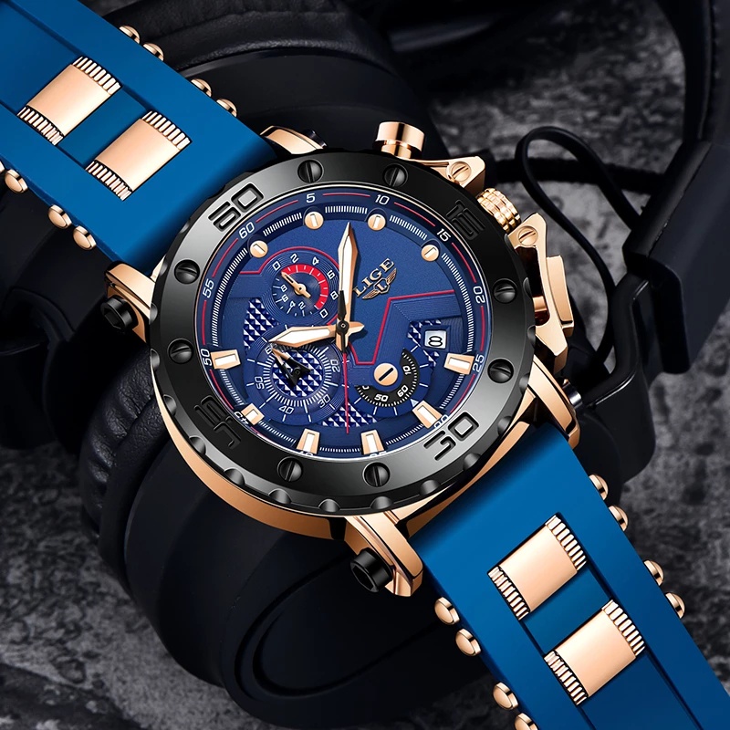 Lige Mới Đồng Hồ Đeo Tay Thể Thao Chronograph Top Chống Thấm Nước Sang Trọng Cho Nam