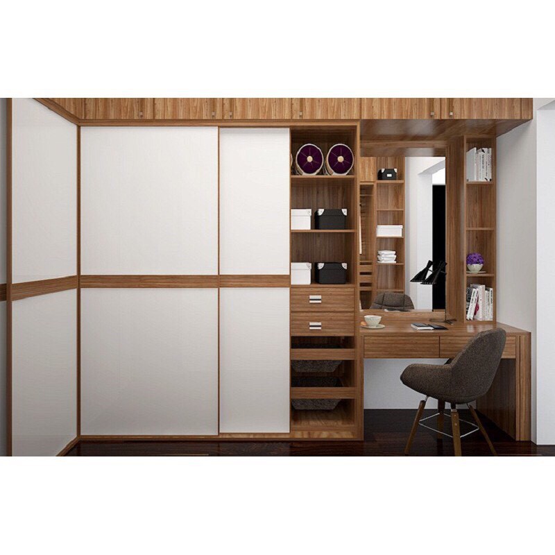 Tủ quần áo gỗ MDF phủ melamin thiết kế đa dạng,bền đẹp (1tr6/m2)