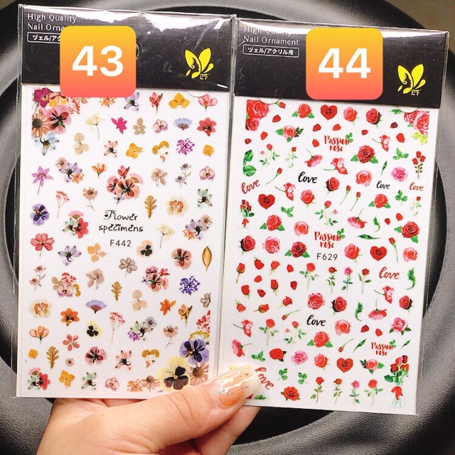 Sticker Hoa lá, Sticker dán móng