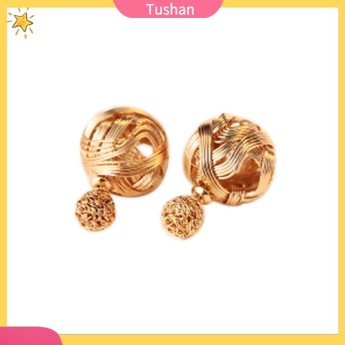 Đôi khuyên tai hình quả bóng mạ vàng thời trang cho nữ