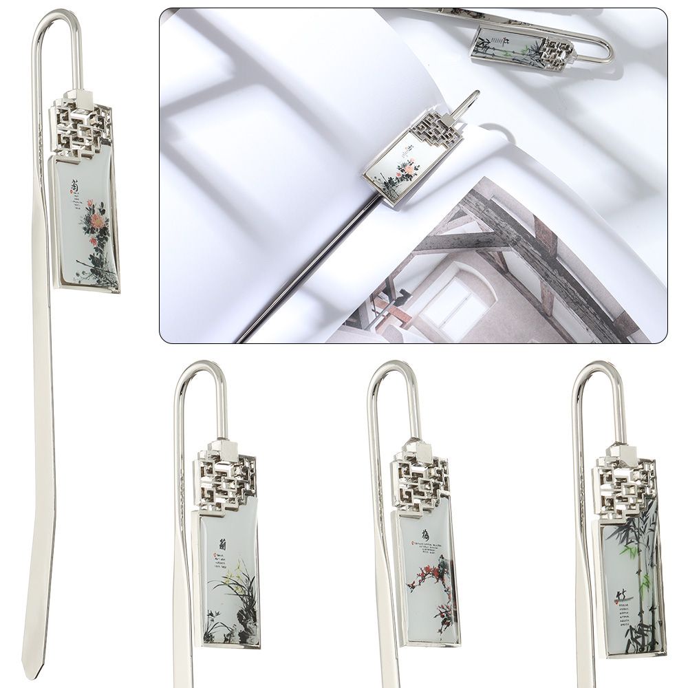 Kẹp sách hình vuông bằng kim loại phong cách Trung Hoa cổ điển thời trang