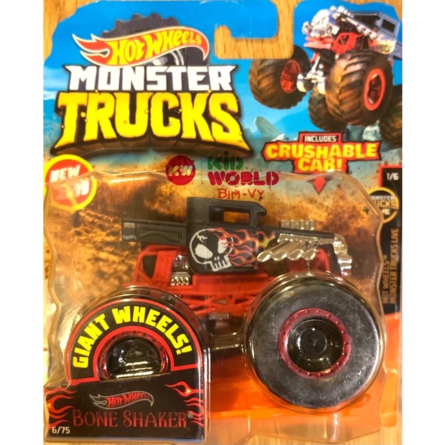 Xe mô hình Hot Wheels Monster Trucks Crushable Car Bone Shaker GJF00.