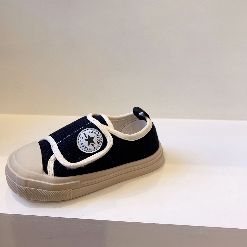 Giày Vải Canvas Cổ Thấp Quai Dán Phong Cách Hàn Quốc Mới Cho Bé Mẫu Giáo Pine050