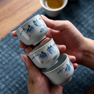 Chén Cảnh Đức men lam vẽ tay