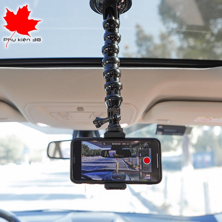 Giá đỡ điện thoại gopro sjcam cửa hít quay video, xem maps trên ô tô, gắn taplo kính kẹp cực kì chắc chắn