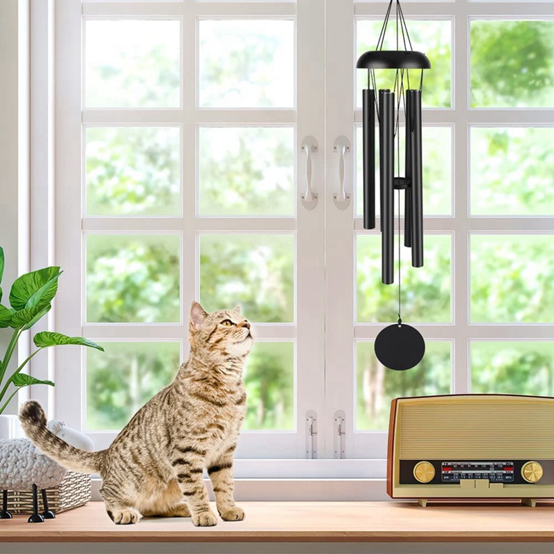 Chuông Gió Ống Nhôm Hình Nốt Nhạc Kiểu Retro Treo Trang Trí Phòng