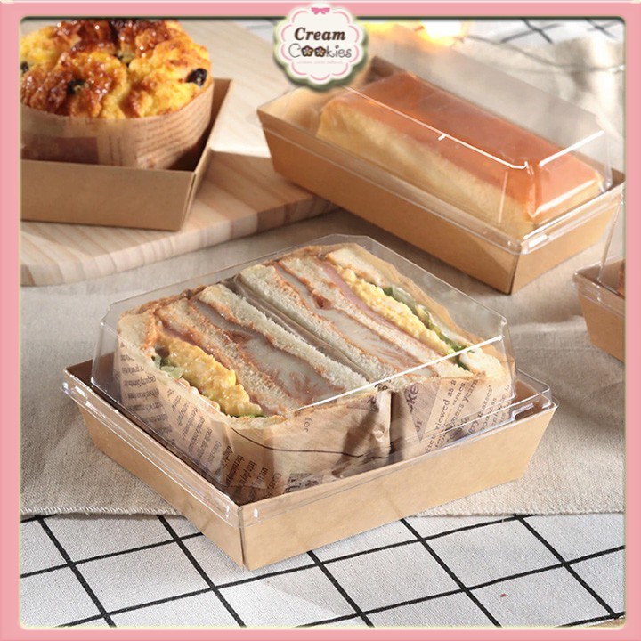 🎁🎁🎁10 Hộp Giấy Vuông ,Chữ Nhật Kraft Nắp Trong Đựng Bánh, Salad,Su Kem,Bánh Bông Lan, Bánh Ngọt,Thức Ăn Nhẹ🎁🎁🎁