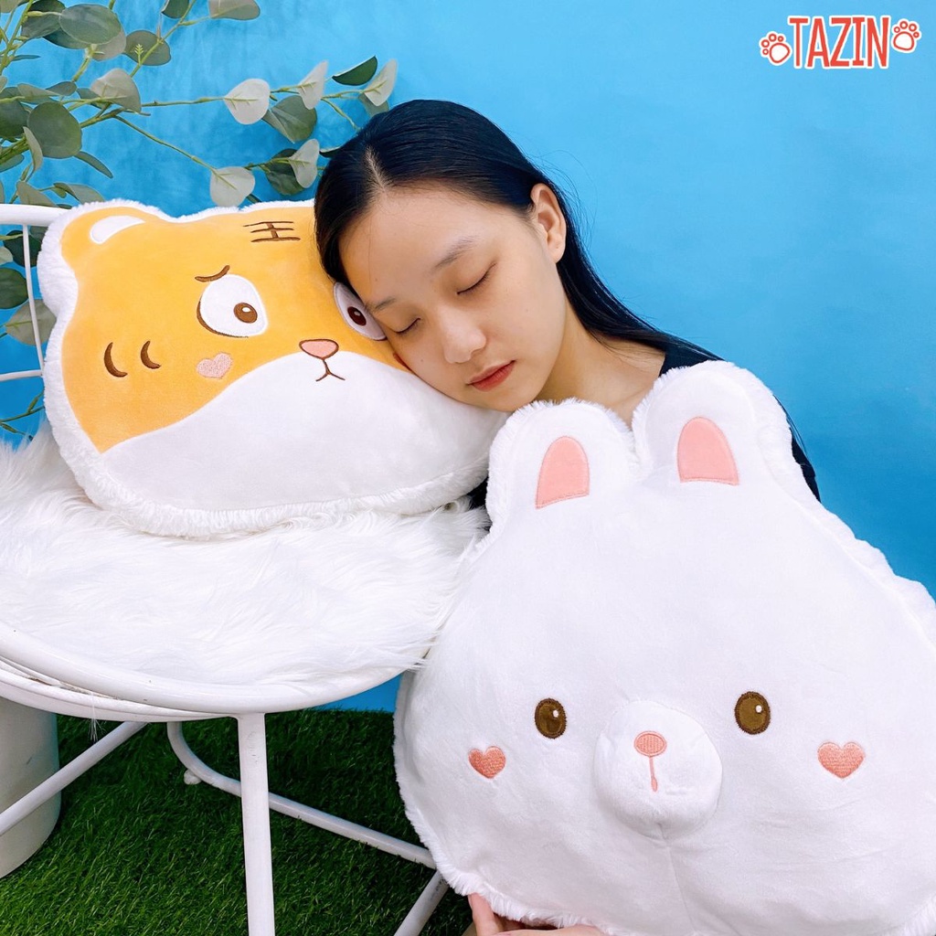 Gối Thú Má Hình Trái Tim Tựa Lưng, Gối Bông Cao Cấp Tazin