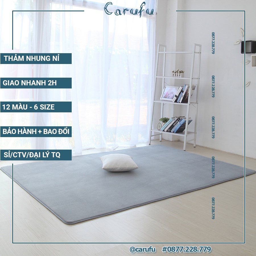 Thảm trải sàn phòng khách 160x100cm màu Xám Bạc NHUNG nỉ cao cấp