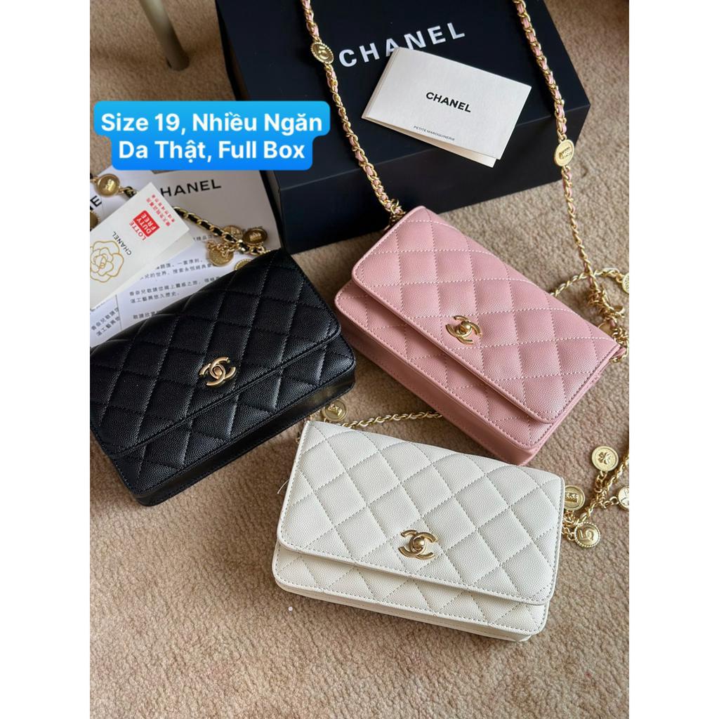 Túi WOC Da Thật Size 19 Nhiều Ngăn Full Box Nam Châm
