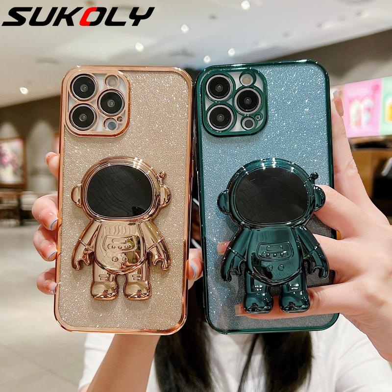 Ốp Điện Thoại iPhone 13 12 11 Pro Xs Max 7 8 Plus XR X mini SE2020 6D Ốp Điện Thoại iP 13 12 11 Pro max 7 8  plus x xs xr xsmax Silicon case ốp lưng điện thoại promax Dẻo Họa Tiết Phi Hành Gia Lấp Lánh Sang Trọng Cho