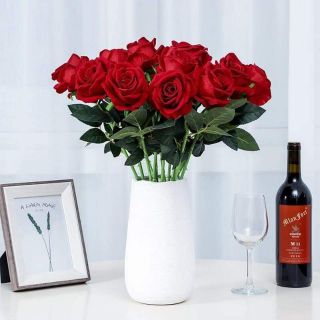 Cành Hoa Hồng Nhung Bông Đại cao cấp 🌹- hoa hồng giả derco trang trí