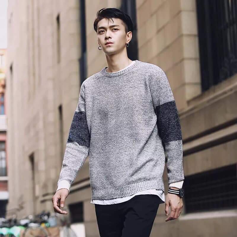 Áo Len Nam Faviti Dài Tay Cổ Tròn Hạt Gạo Cao Cấp Dày Dặn Phối Tay Thời Trang Unisex Phong Cách Ulzzang Hàn Quốc AL70
