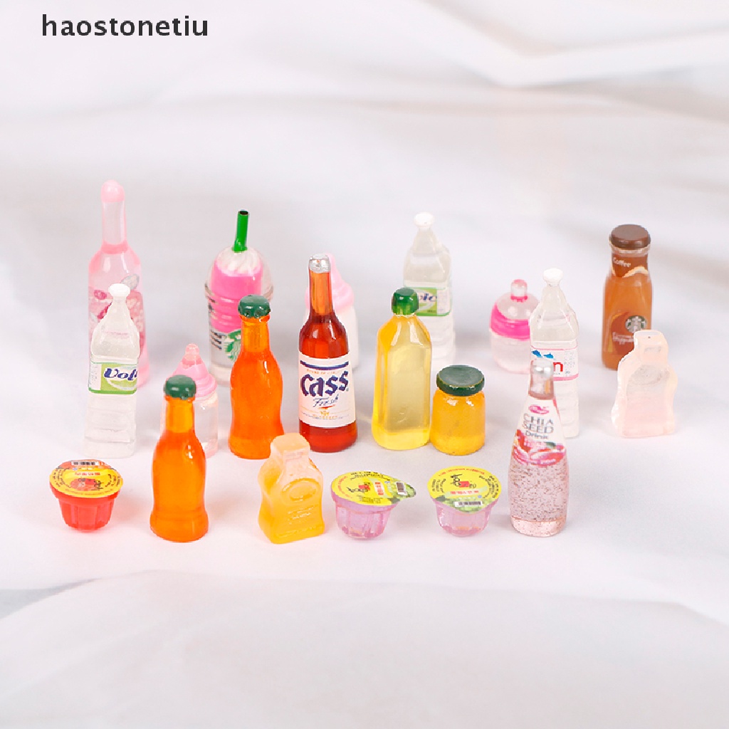 Set 10 Mô Hình Chai Nước Mini Bằng Nhựa Resin Trang Trí Nhà Búp Bê