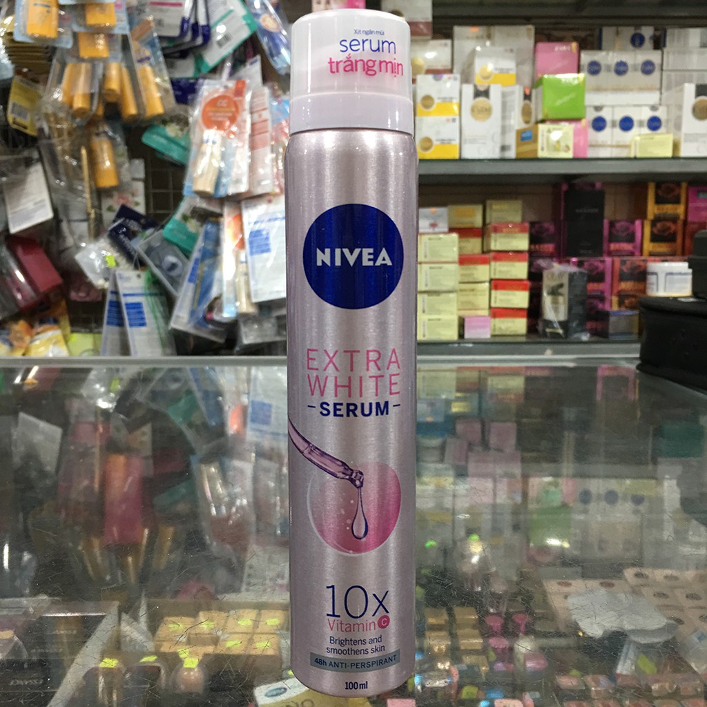 Xịt ngăn mùi trắng mịn Nivea Extra White Serum 10x  Vitamin C 100ml