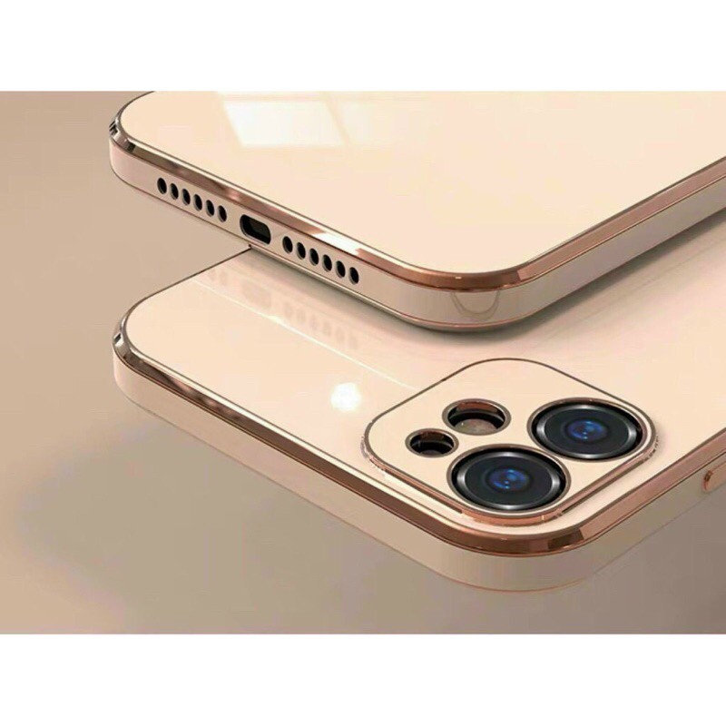 Ốp lưng giả iPhone 12 Pro Max silicon màu viền vuông mạ chỉ vàng dành có các dòng máy iPhone.