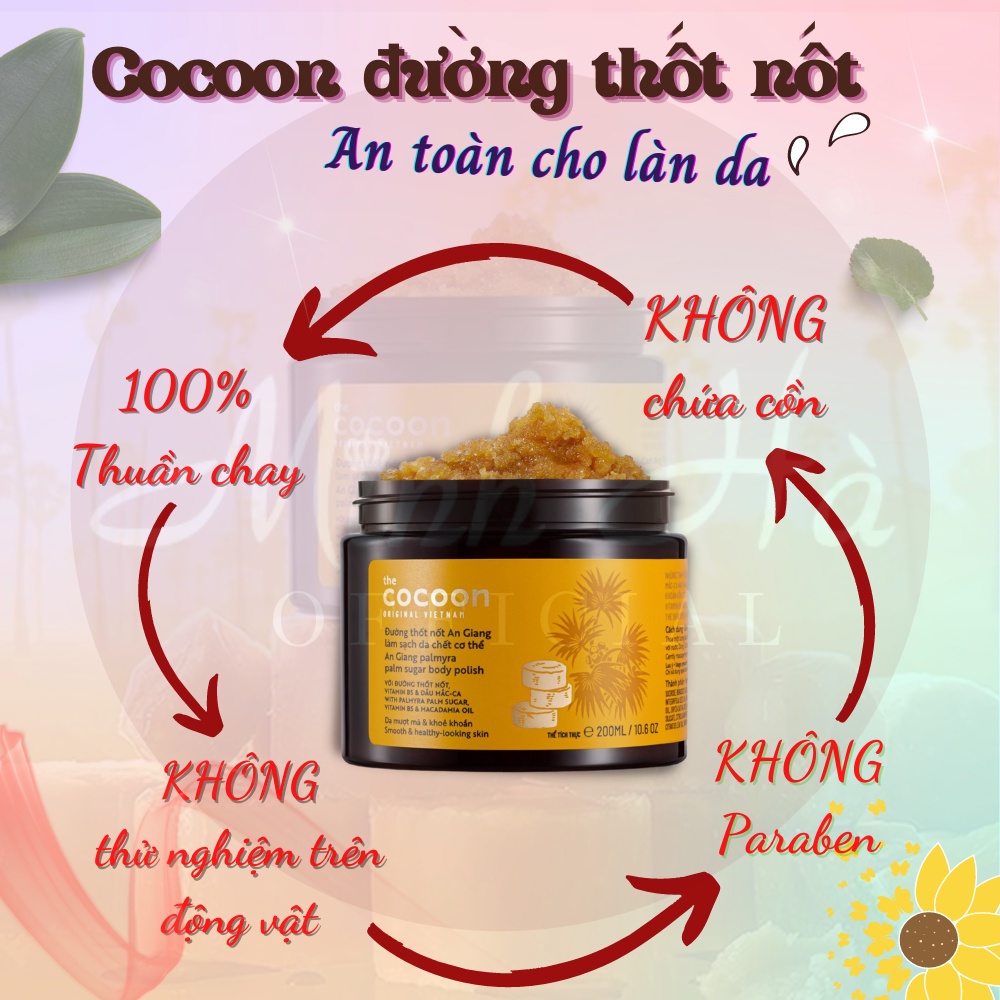 Tẩy da chết Cocoon đường thốt nốt An Giang 200ml làm sạch da chết cơ thể