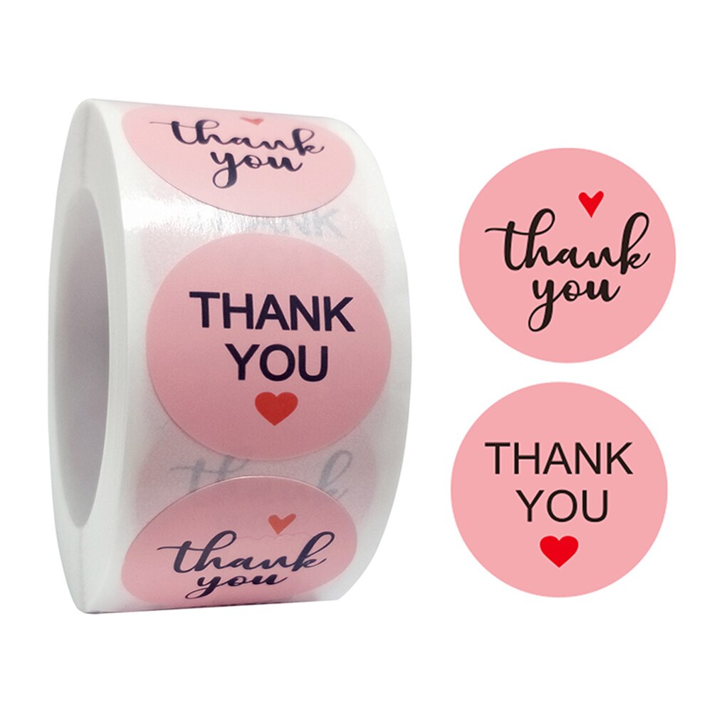 500 Miếng sticker tròn chữ thank you dán niêm phong bìa thư xinh xắn