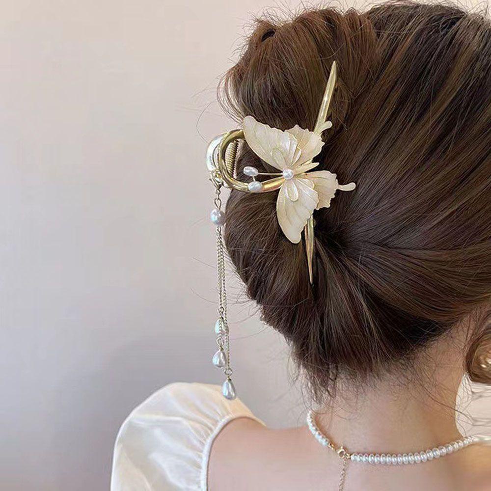 Kẹp Tóc Móng Vuốt Dài Hình Bướm Đơn Giản Hợp Thời Trang Phong Cách Hàn Quốc Cho Nữ