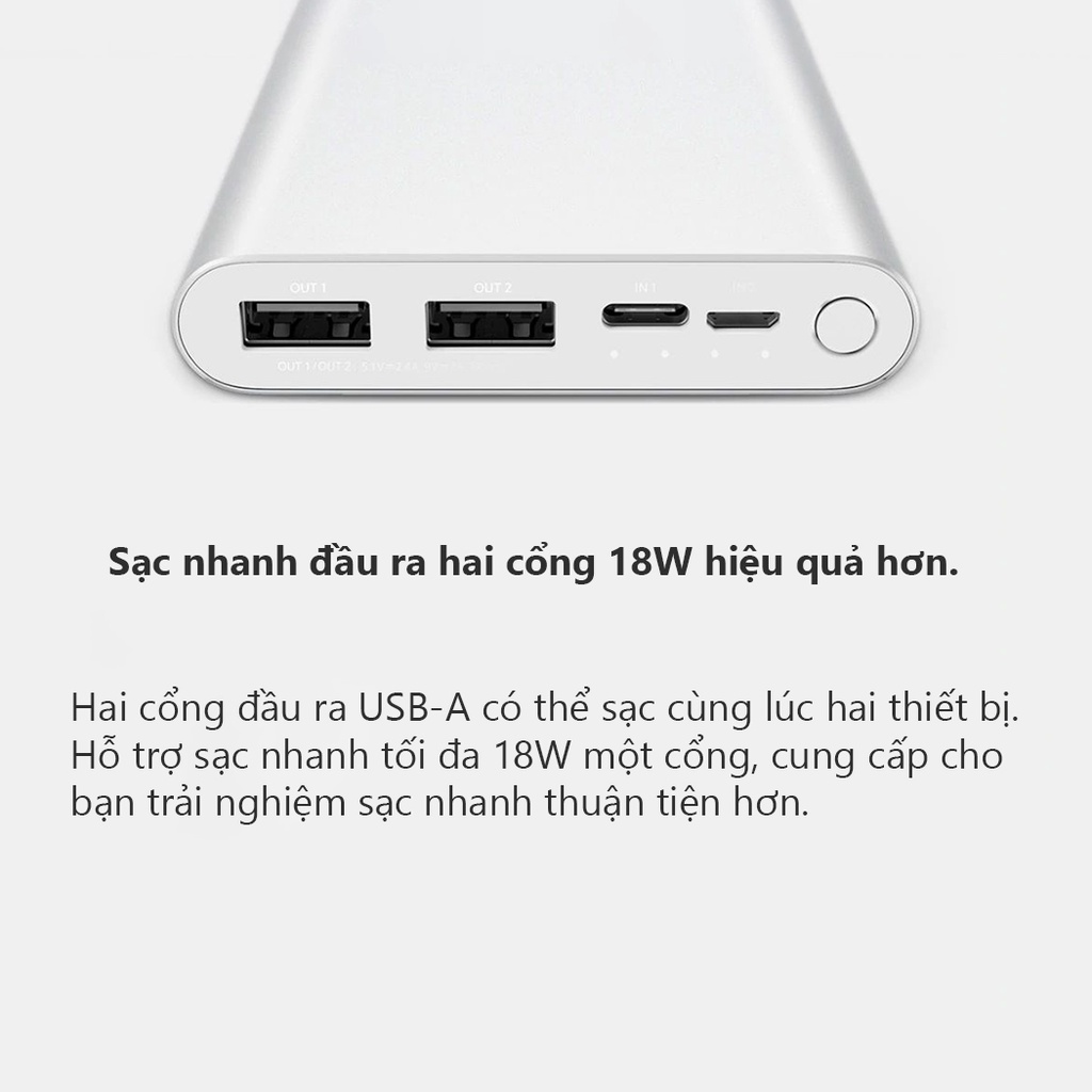 Pin sạc dự phòng Xiaomi 10000mAh Gen 3 PLM13ZM sạc nhanh 18W