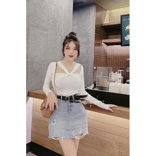 Áo thun body nữ Tay Dài Cổ Xoắn  MS02