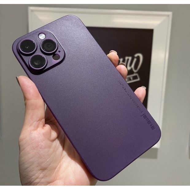 Ốp lưng Memumi siêu mỏng màu tím cho iPhone 15 Pro Max/ 14 Pro Max, 14 Pro, 14 Plus, 14 chống vân tay bảo vệ camera