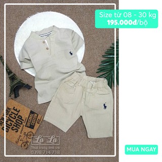 Thời trang Quần áo trẻ em bé trai set Bộ linen lửng áo cổ trụ ngắn tay vải mềm cho bé trai từ 1 2 3 4 5 6 7 8 9 10 tuổi