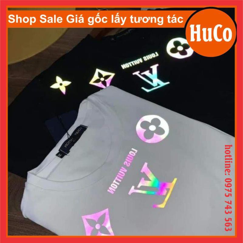 áo thun hè tay lỡ phản quang L V vòng cổ chất cotton form thụng unisex oversize nam nữ mặc đôi nhóm giá rẻ nhất