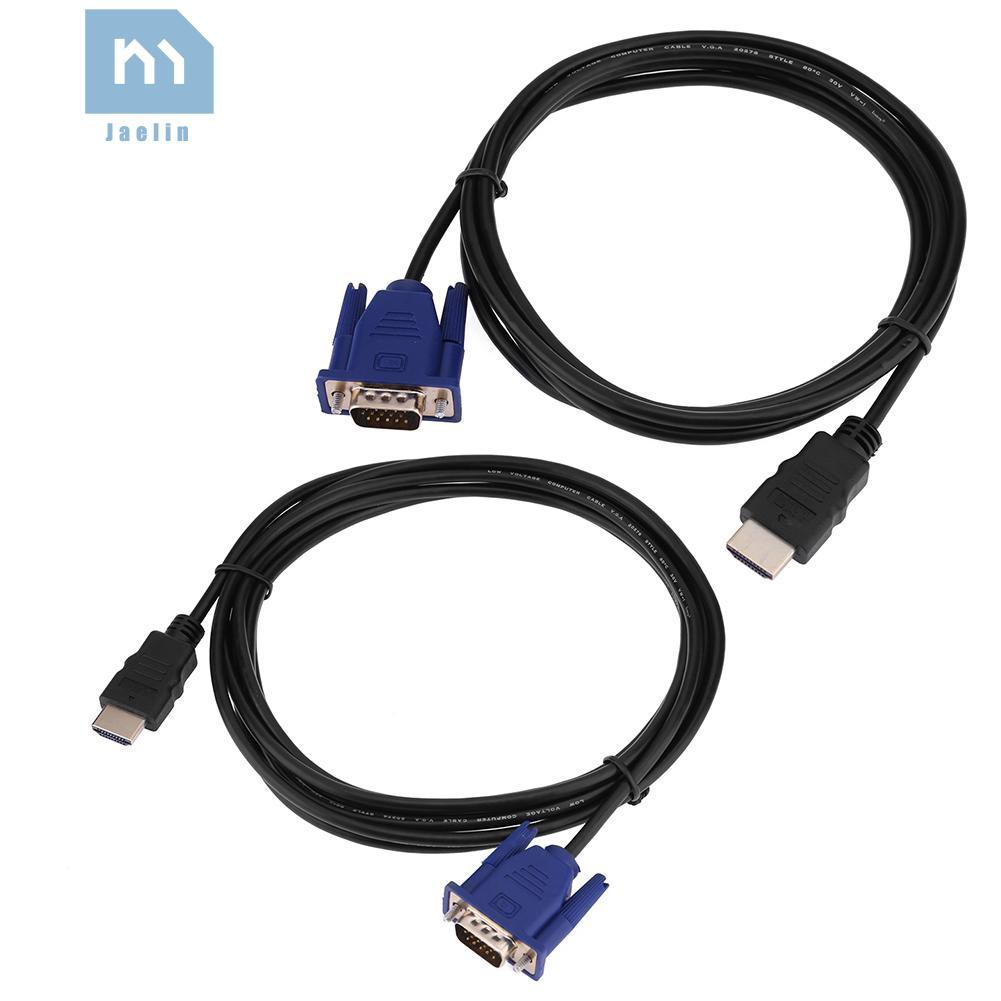Jae•☊HDMI Male to VGA Male Transfer Wire Video HDTV Converter Adapter Aux Cable☪