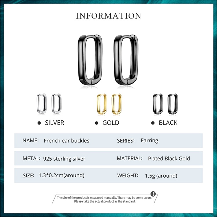 Đôi khuyên tai BAMOER bạc 925 phong cách thời trang