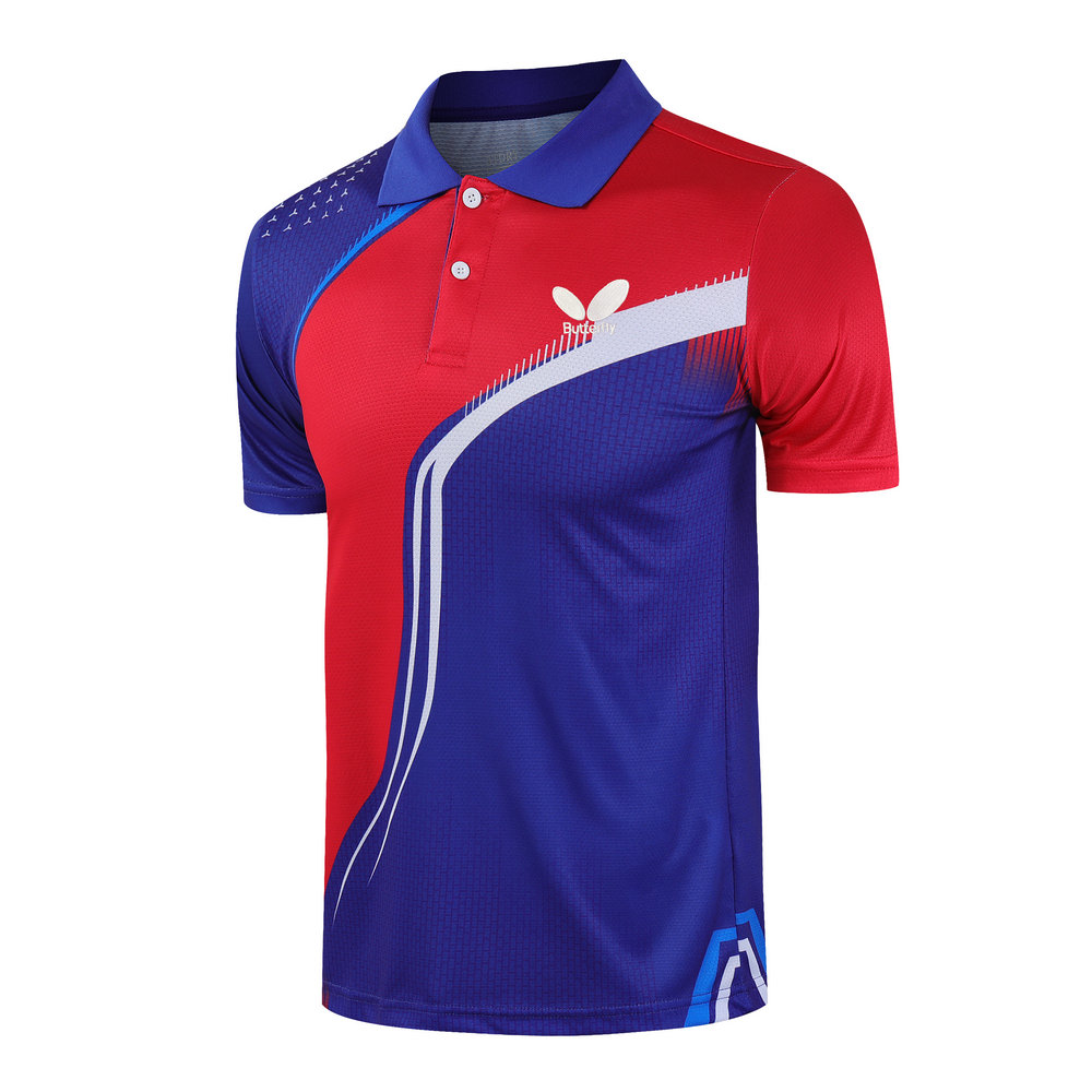 2021 New Butterfly Men and Women PingPong T-Shirt Red Blue Shirt Table Tennis Badminton Quick Dry Red Blue Shirt
