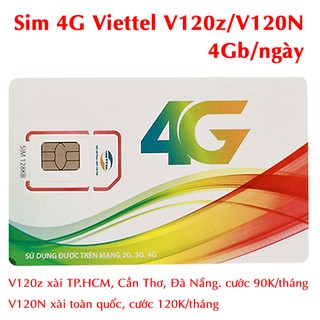 Sim 4G Viettel Gói Cước V120Z – V120N 4Gb/Ngày