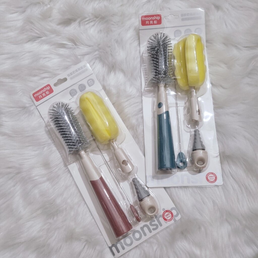 Bộ cọ rửa bình sữa 4 chi tiết cao cấp Moonship thế hệ mới