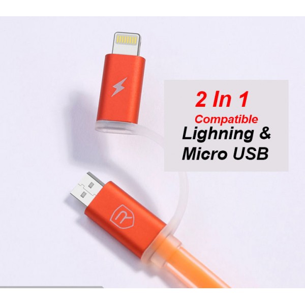 Cáp sạc có đèn led Remax Data Line Aurora (2-in-1 Lightning & Micro USB)