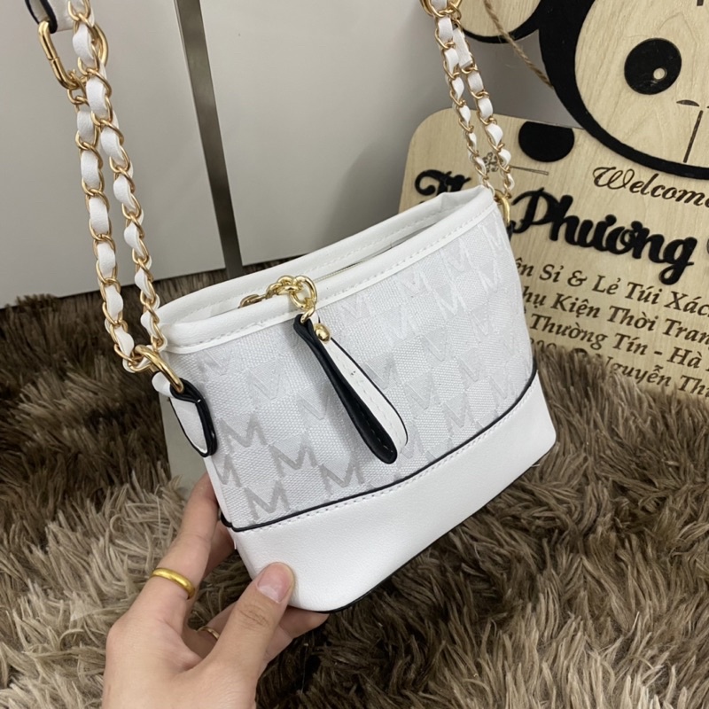 Túi hobo đeo chéo phối hoạ tiết chữ M kiểu dáng hàn quốc siêu xinh (ảnh thật shop chụp - kèm video shop quay)