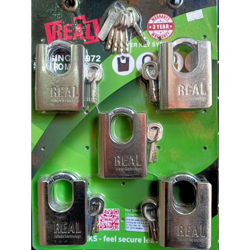 Khóa Real Bộ 5 chìa chủ A65 - BH 3 năm